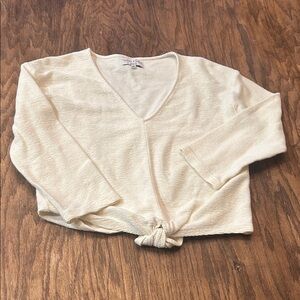 Madewell Cream V-Neck Tie-Front Top